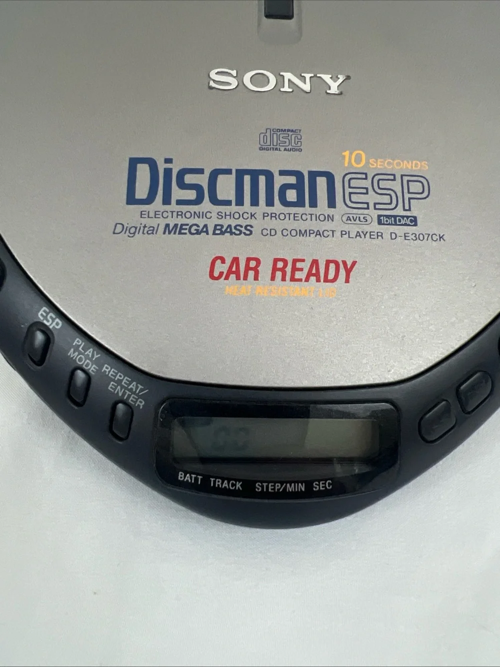 Sony Discman ESP D-E307CK Compact CD Player W Wall Pwr Supply Tested 1997 Works